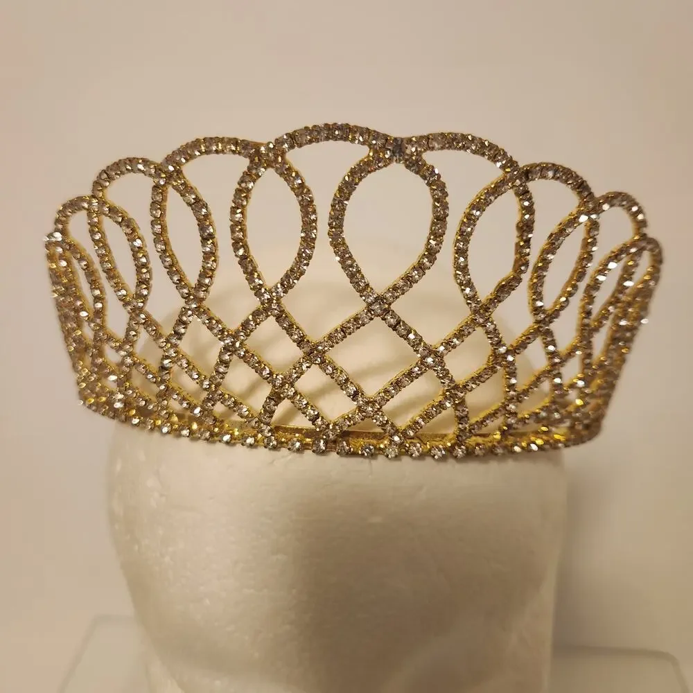 Gold and rhinestone Tiara 2.5 inch tall